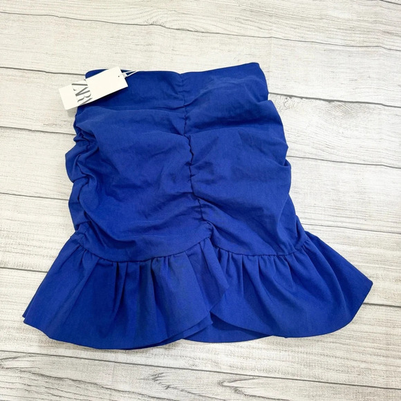 Zara NWT Royal Blue Ruched Skirt - Picture 6 of 8